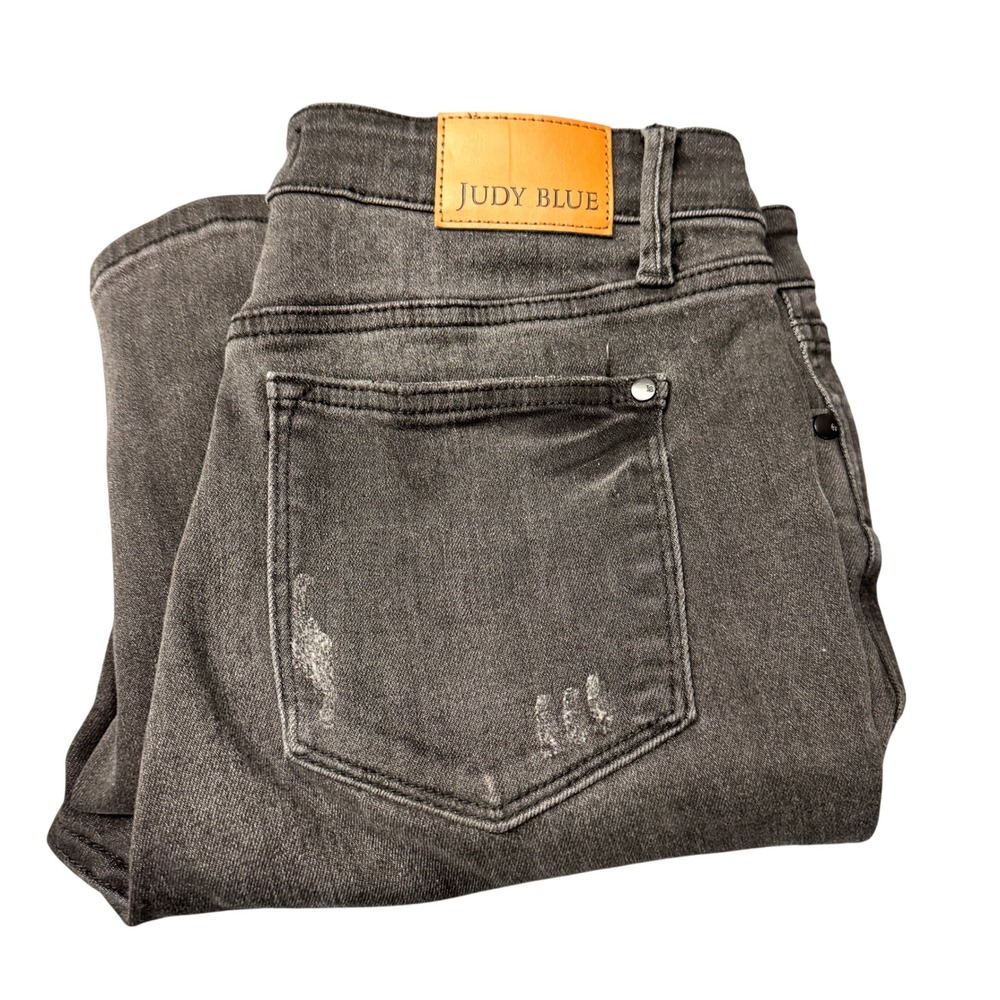 Judy Blue Jeans Womens 13/31 (32x28) Skinny Fit Black Stretch Denim Distressed